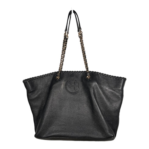 Tory Burch Handbags - Tory Burch Women’s Bag Marion Tote with Gold Chain Black Pebbled Leather